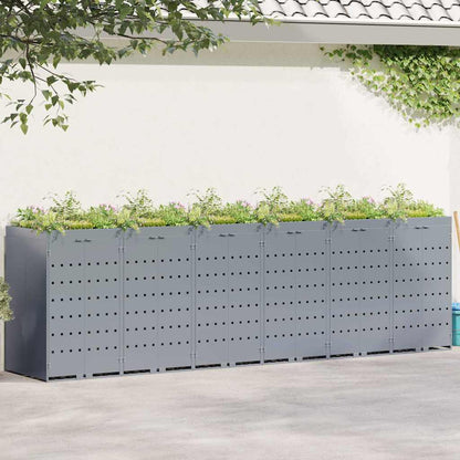 vidaXL Wheelie Bin Storage for 6 Bins Light Grey 408 x 77.5 x 121.5 cm 1