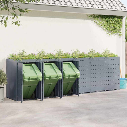 vidaXL Wheelie Bin Storage for 6 Bins Light Grey 408 x 77.5 x 121.5 cm 4