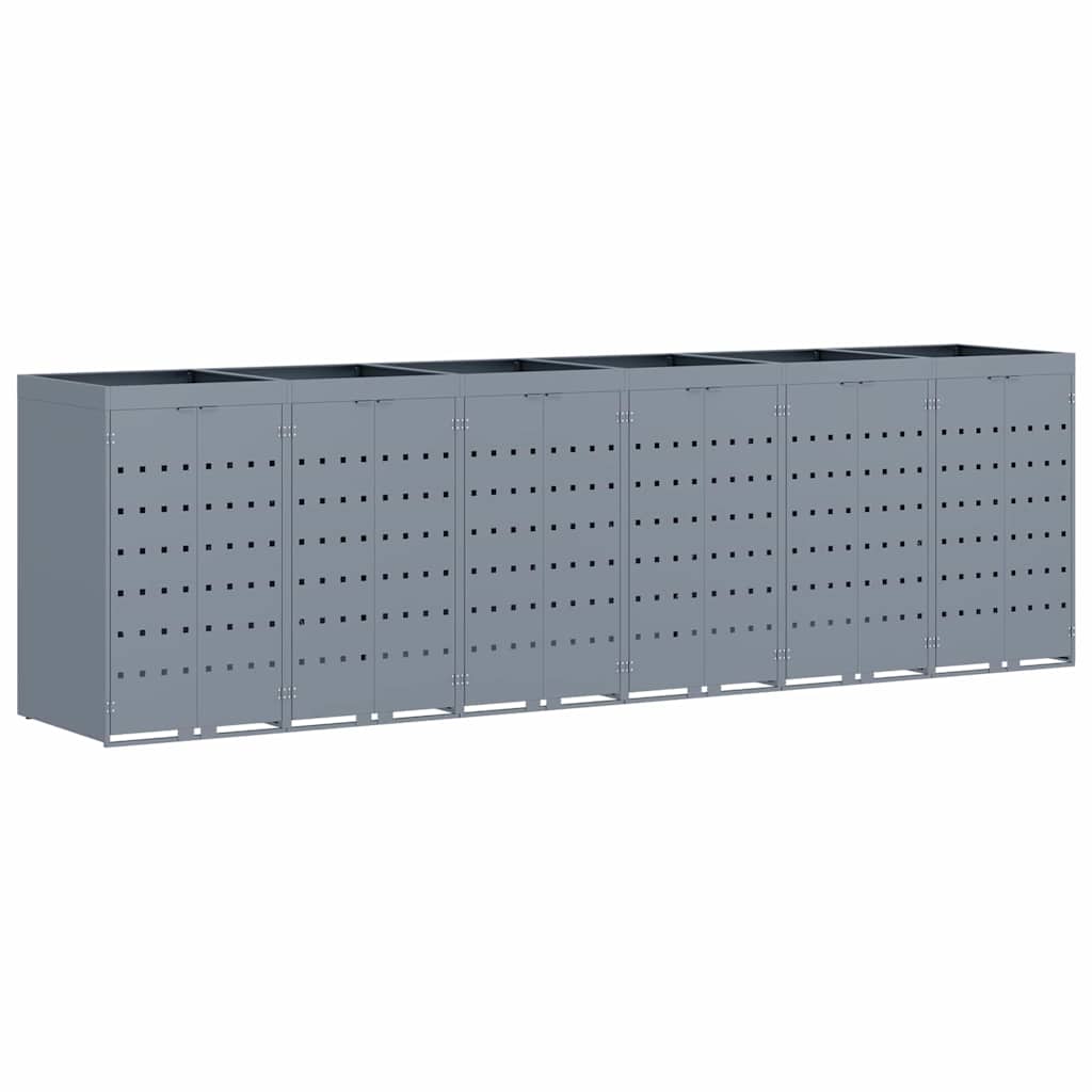 vidaXL Wheelie Bin Storage for 6 Bins Light Grey 408 x 77.5 x 121.5 cm 2