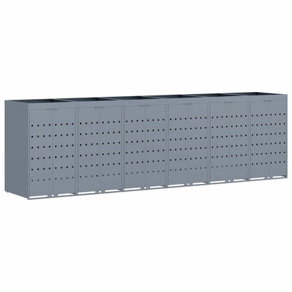 vidaXL Wheelie Bin Storage for 6 Bins Light Grey 408 x 77.5 x 121.5 cm 2