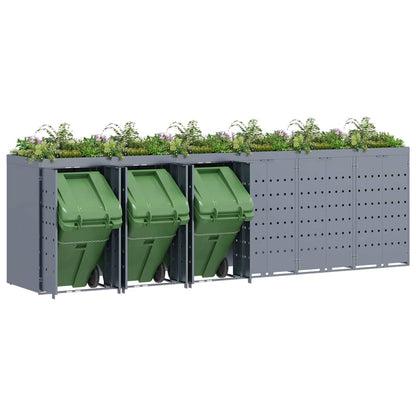 vidaXL Wheelie Bin Storage for 6 Bins Light Grey 408 x 77.5 x 121.5 cm 3
