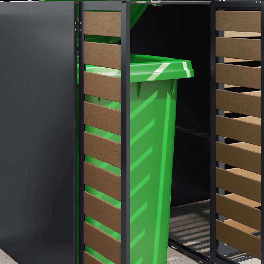 vidaXL Wheelie Bin Storage for 3 Bins Steel Anthracite 5