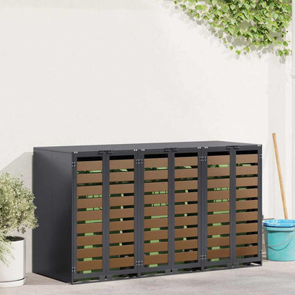 vidaXL Wheelie Bin Storage for 3 Bins Steel Anthracite 1