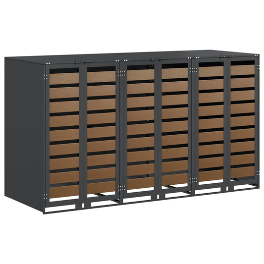 vidaXL Wheelie Bin Storage for 3 Bins Steel Anthracite 2