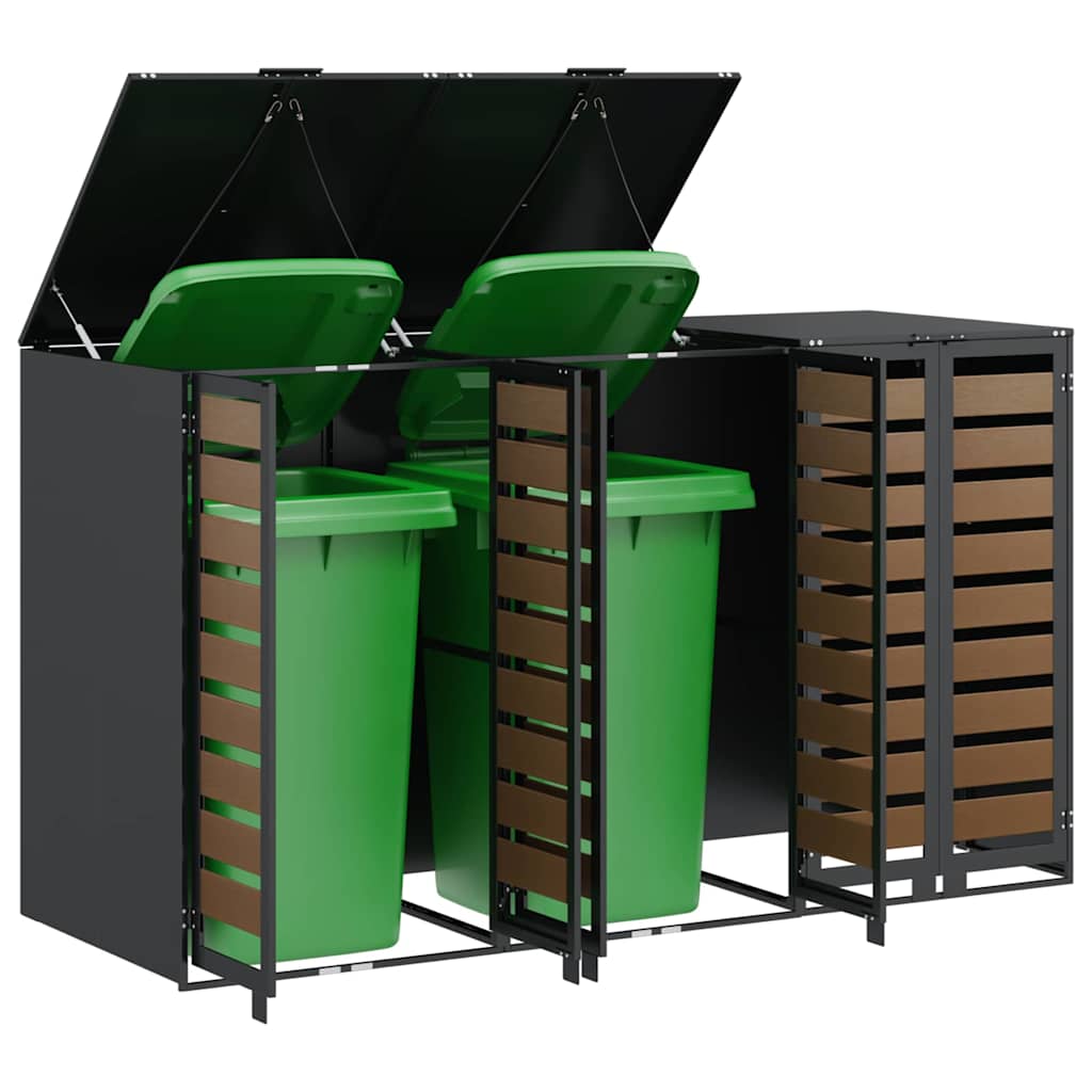 vidaXL Wheelie Bin Storage for 3 Bins Steel Anthracite 3