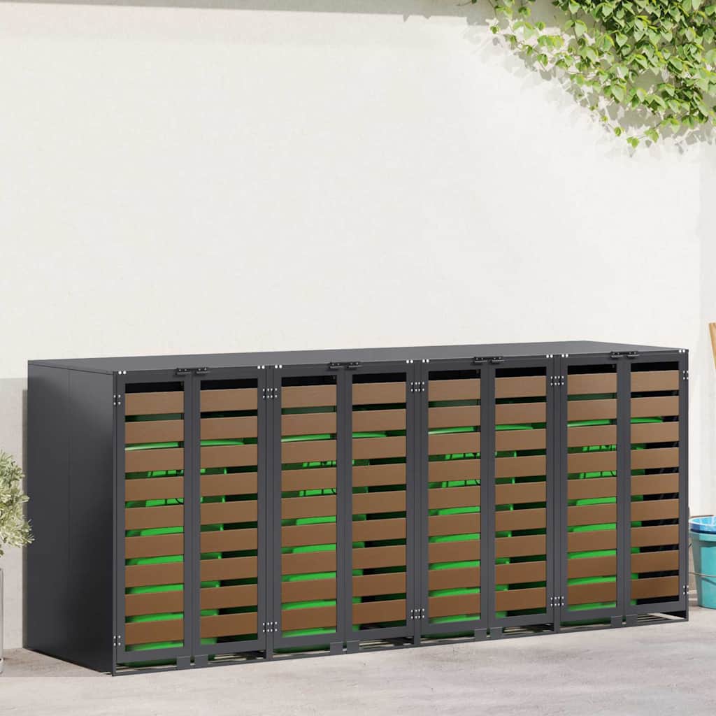 vidaXL Wheelie Bin Storage for 4 Bins Steel Anthracite 1