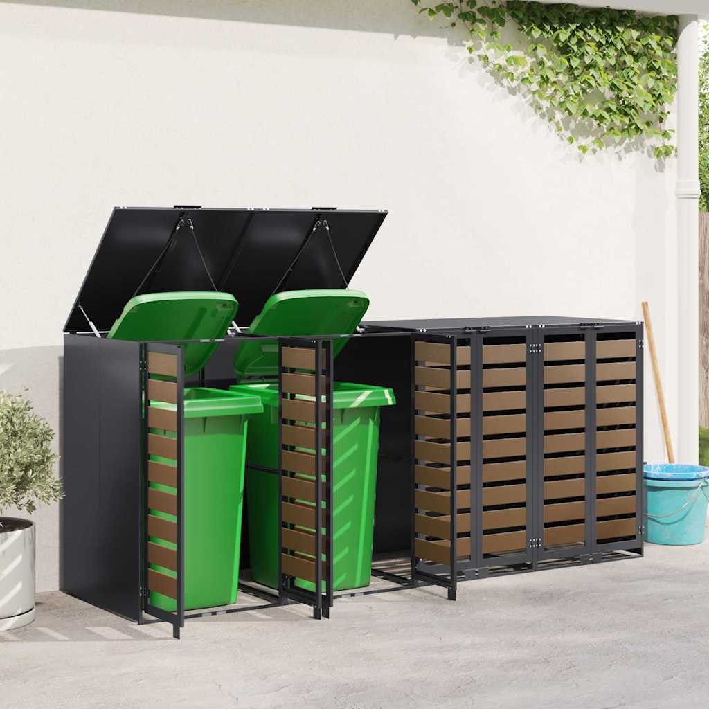 vidaXL Wheelie Bin Storage for 4 Bins Steel Anthracite 4