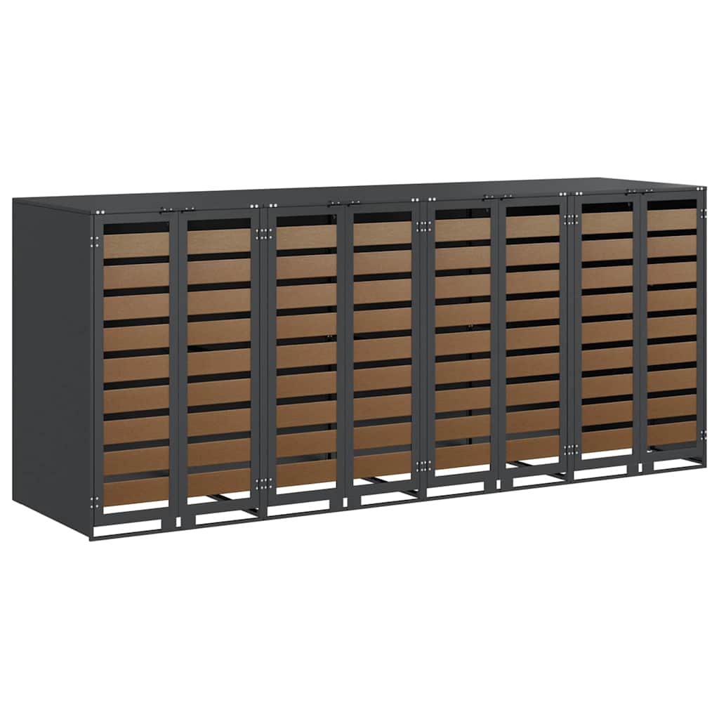 vidaXL Wheelie Bin Storage for 4 Bins Steel Anthracite 2