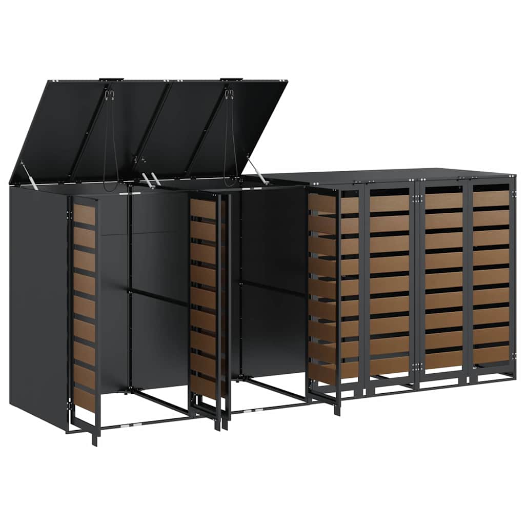 vidaXL Wheelie Bin Storage for 4 Bins Steel Anthracite 6