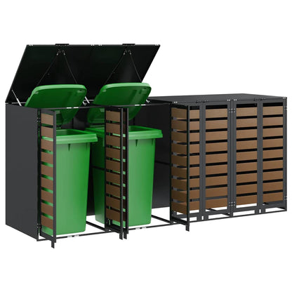 vidaXL Wheelie Bin Storage for 4 Bins Steel Anthracite 3