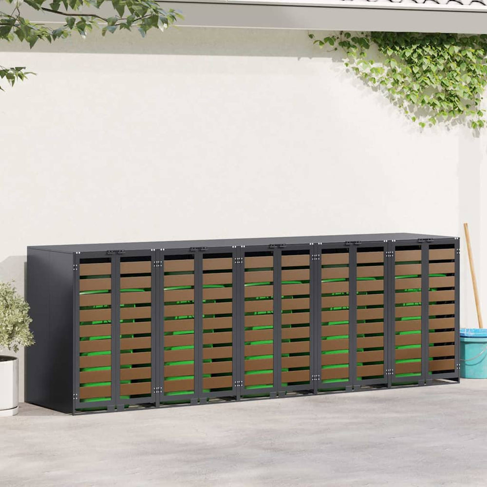vidaXL Wheelie Bin Storage for 5 Bins Steel Anthracite