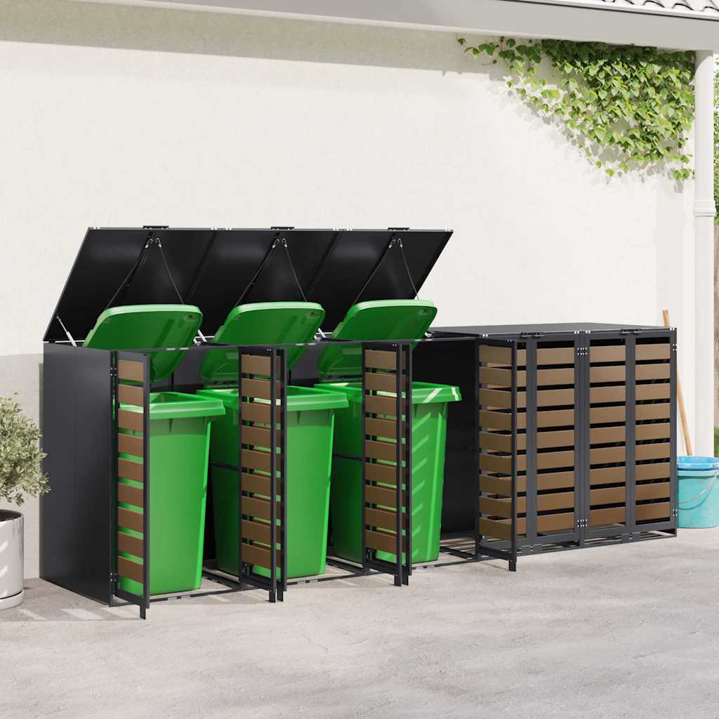 vidaXL Wheelie Bin Storage for 5 Bins Steel Anthracite 4