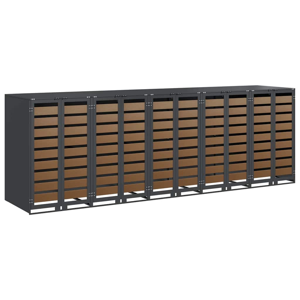 vidaXL Wheelie Bin Storage for 5 Bins Steel Anthracite 2