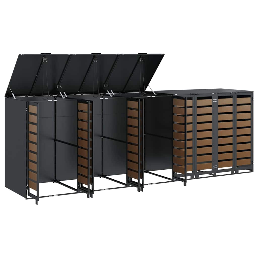 vidaXL Wheelie Bin Storage for 5 Bins Steel Anthracite 6