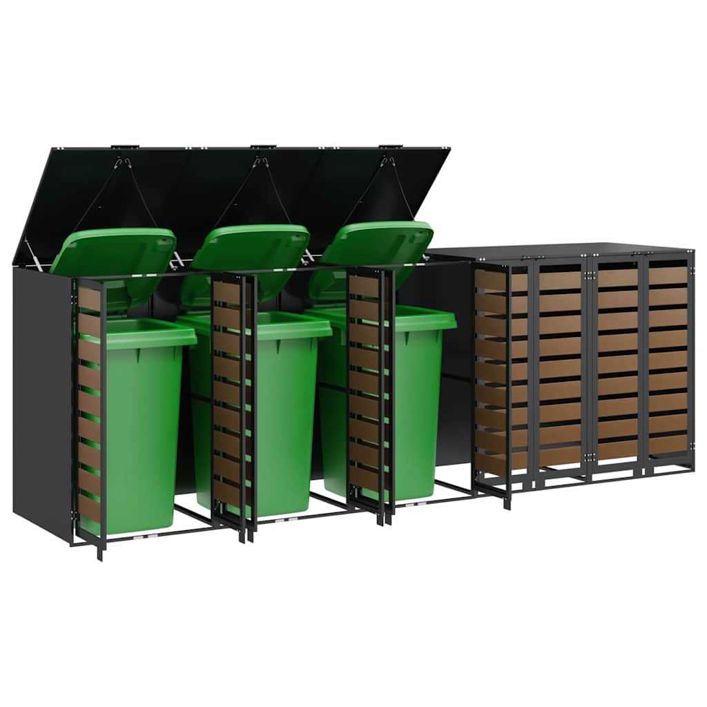 vidaXL Wheelie Bin Storage for 5 Bins Steel Anthracite 3