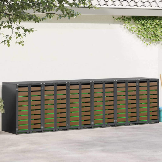 vidaXL Wheelie Bin Storage for 6 Bins Steel Anthracite 1