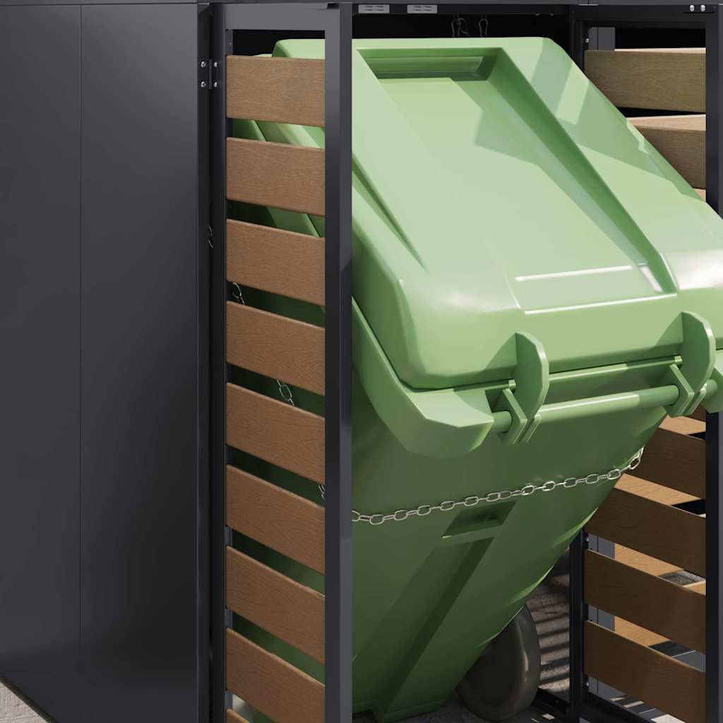 vidaXL Wheelie Bin Storage for 3 Bins Steel Anthracite 5