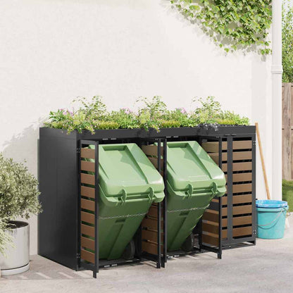 vidaXL Wheelie Bin Storage for 3 Bins Steel Anthracite 4