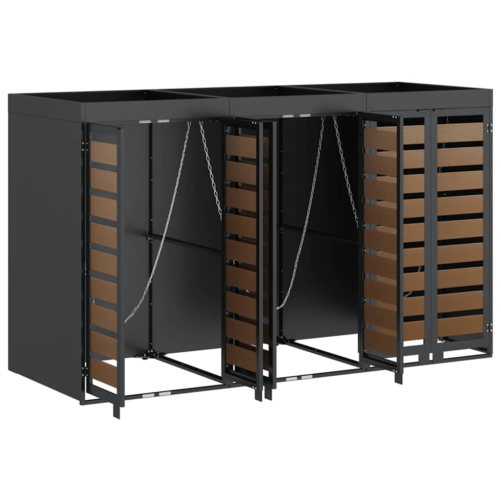 vidaXL Wheelie Bin Storage for 3 Bins Steel Anthracite 6