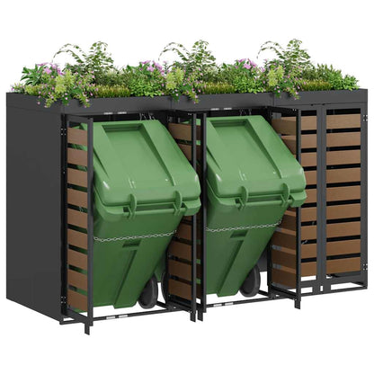 vidaXL Wheelie Bin Storage for 3 Bins Steel Anthracite 3