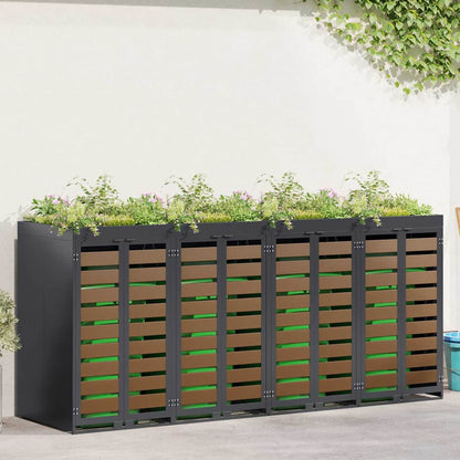 vidaXL Wheelie Bin Storage for 4 Bins Steel Anthracite 1