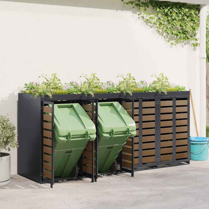 vidaXL Wheelie Bin Storage for 4 Bins Steel Anthracite 4