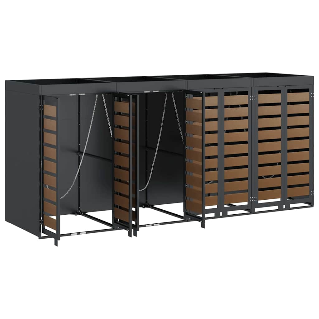 vidaXL Wheelie Bin Storage for 4 Bins Steel Anthracite 6