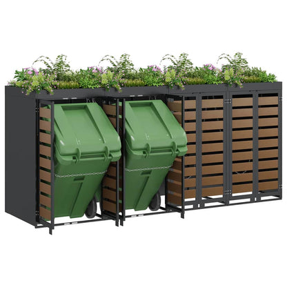 vidaXL Wheelie Bin Storage for 4 Bins Steel Anthracite 3