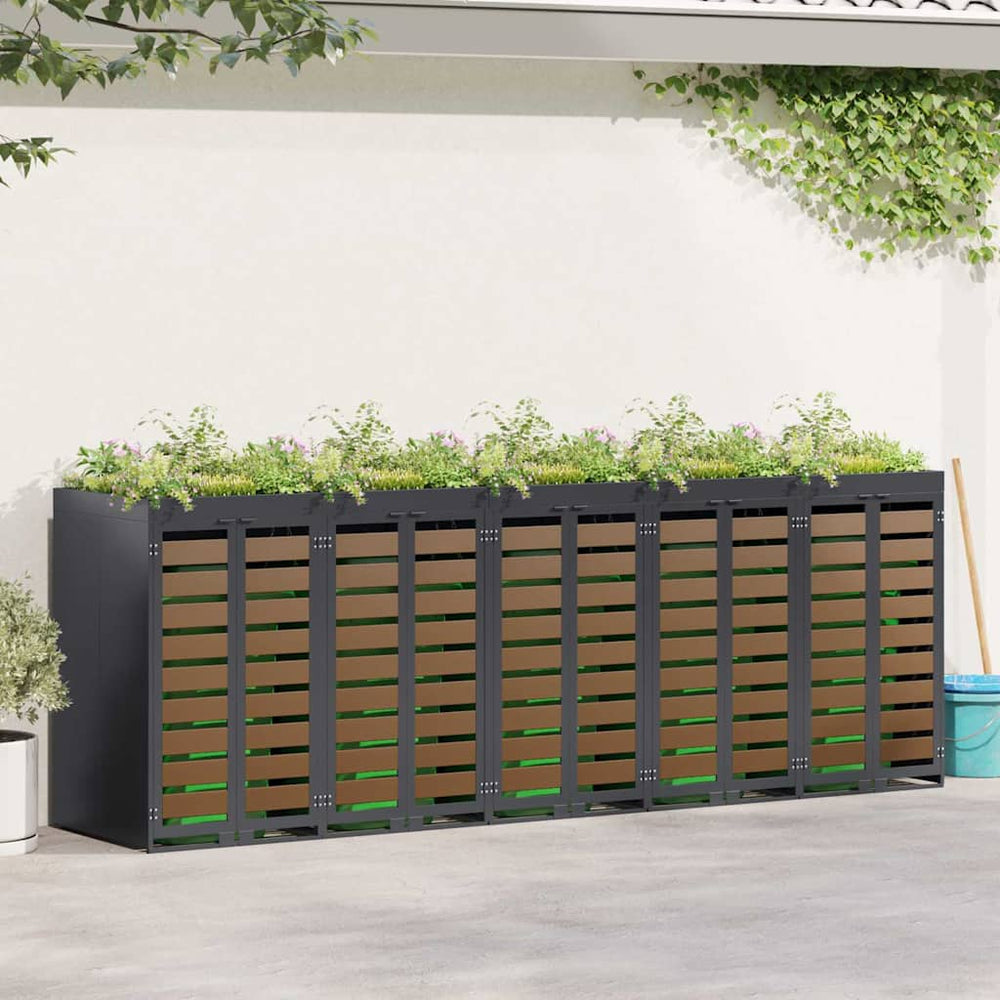 vidaXL Wheelie Bin Storage for 5 Bins Steel Anthracite