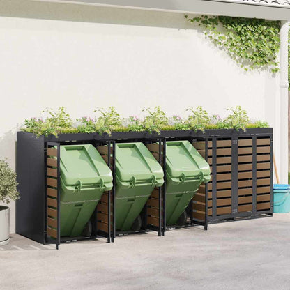 vidaXL Wheelie Bin Storage for 5 Bins Steel Anthracite 4