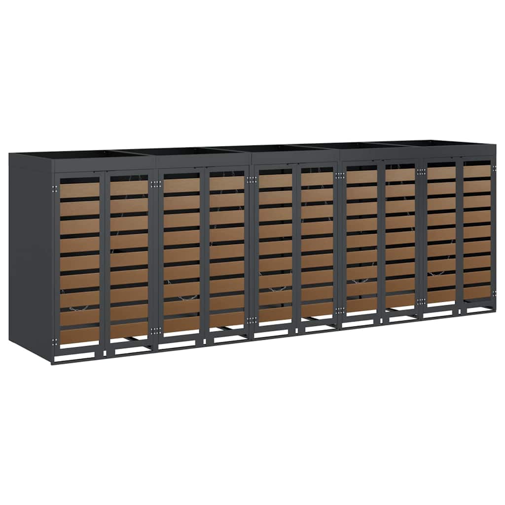 vidaXL Wheelie Bin Storage for 5 Bins Steel Anthracite 2