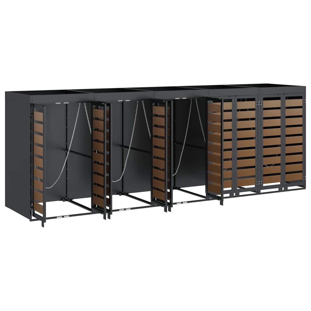 vidaXL Wheelie Bin Storage for 5 Bins Steel Anthracite 6