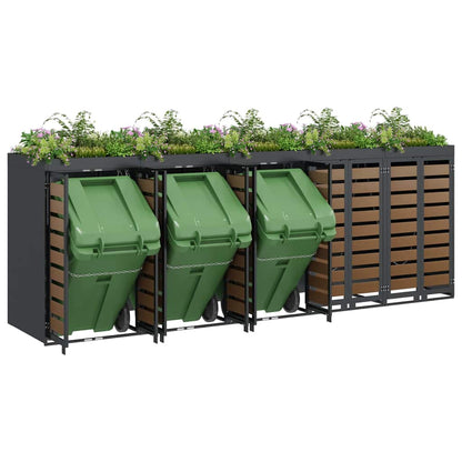 vidaXL Wheelie Bin Storage for 5 Bins Steel Anthracite 3