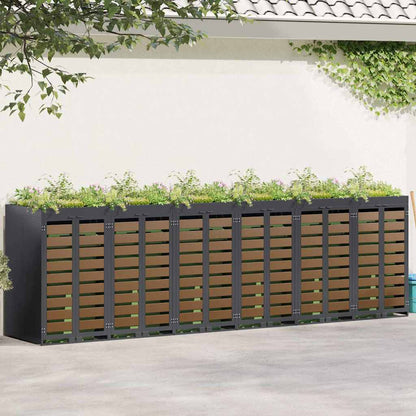 vidaXL Wheelie Bin Storage for 6 Bins Steel Anthracite 1