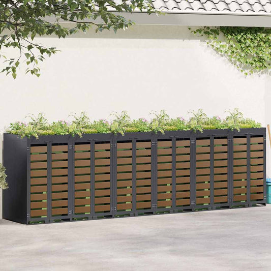 vidaXL Wheelie Bin Storage for 6 Bins Steel Anthracite 1