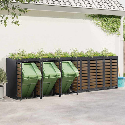 vidaXL Wheelie Bin Storage for 6 Bins Steel Anthracite 4
