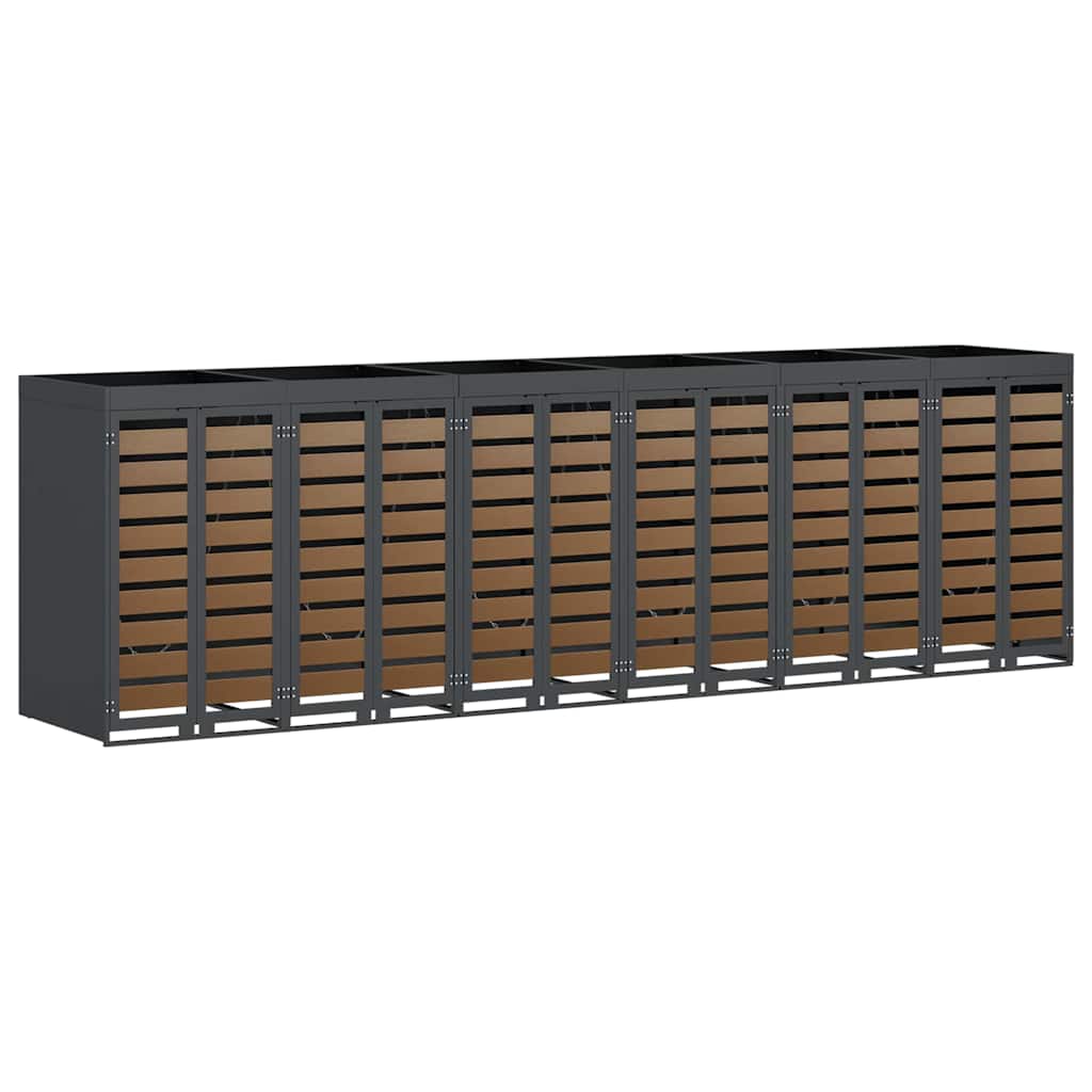 vidaXL Wheelie Bin Storage for 6 Bins Steel Anthracite 2