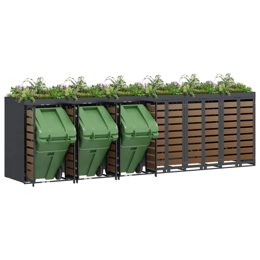vidaXL Wheelie Bin Storage for 6 Bins Steel Anthracite 3