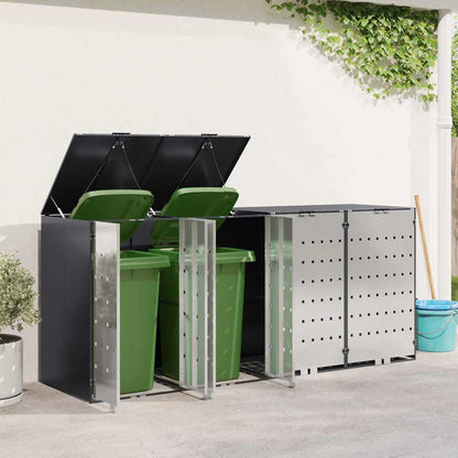 vidaXL Wheelie Bin Storage for 4 Bins Stainless Steel Anthracite 4