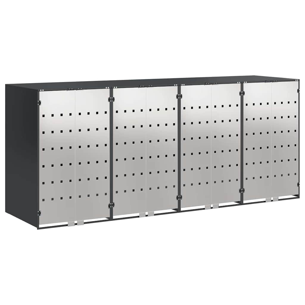 vidaXL Wheelie Bin Storage for 4 Bins Stainless Steel Anthracite 2