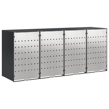 vidaXL Wheelie Bin Storage for 4 Bins Stainless Steel Anthracite 2