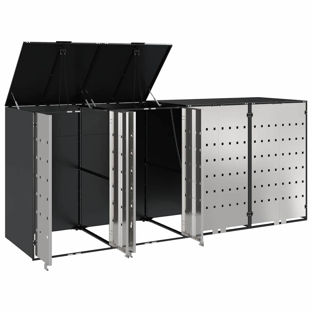 vidaXL Wheelie Bin Storage for 4 Bins Stainless Steel Anthracite 5