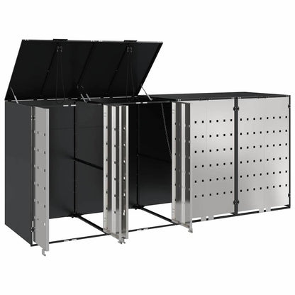 vidaXL Wheelie Bin Storage for 4 Bins Stainless Steel Anthracite 5