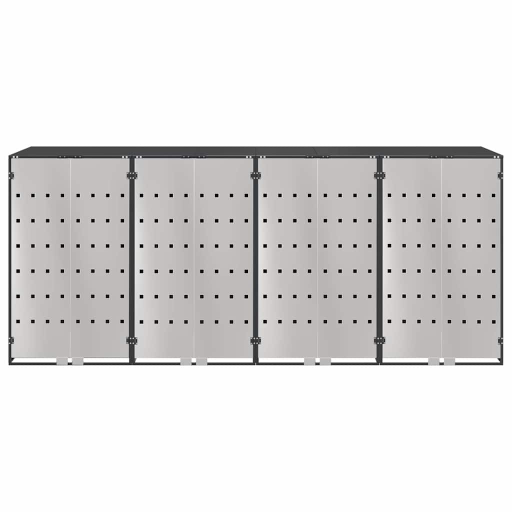 vidaXL Wheelie Bin Storage for 4 Bins Stainless Steel Anthracite 6