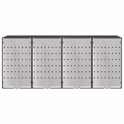vidaXL Wheelie Bin Storage for 4 Bins Stainless Steel Anthracite 6