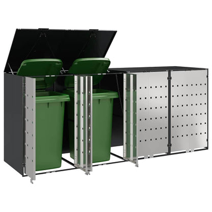 vidaXL Wheelie Bin Storage for 4 Bins Stainless Steel Anthracite 3