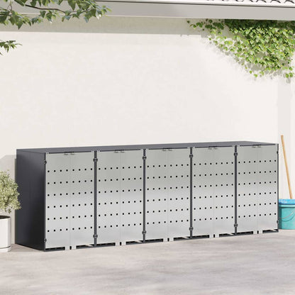 vidaXL Wheelie Bin Storage for 5 Bins Stainless Steel Anthracite 1