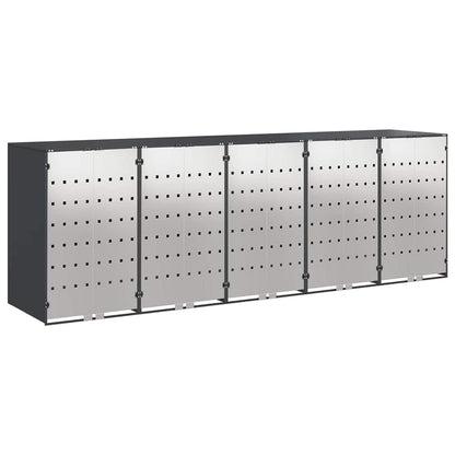 vidaXL Wheelie Bin Storage for 5 Bins Stainless Steel Anthracite 2