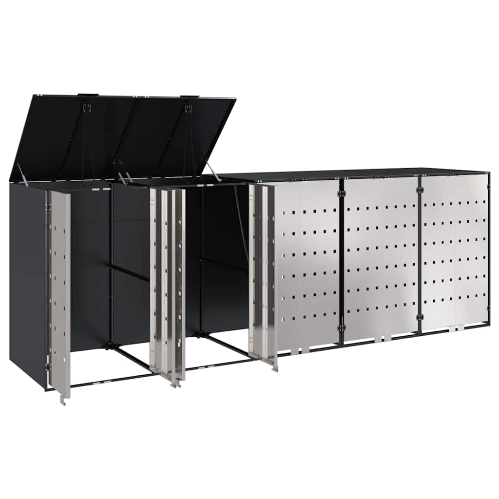 vidaXL Wheelie Bin Storage for 5 Bins Stainless Steel Anthracite 5