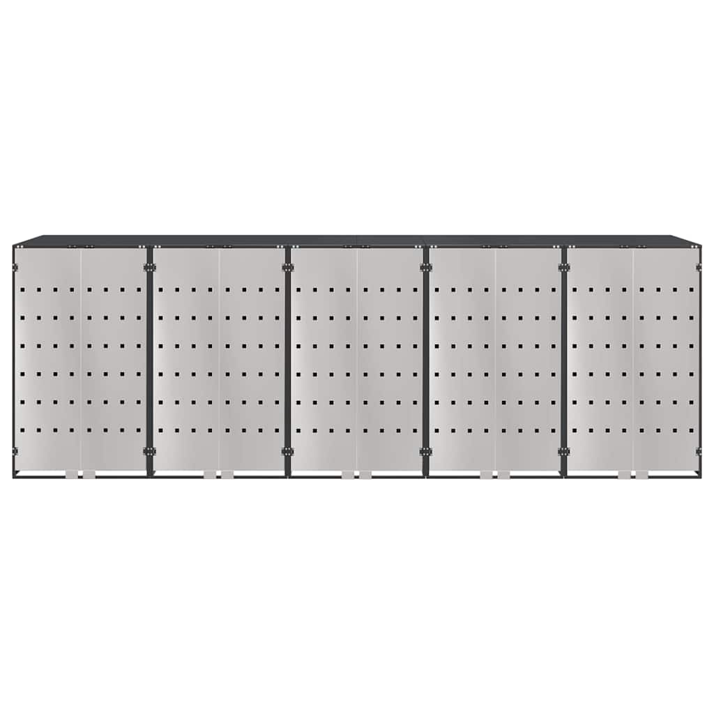 vidaXL Wheelie Bin Storage for 5 Bins Stainless Steel Anthracite 6